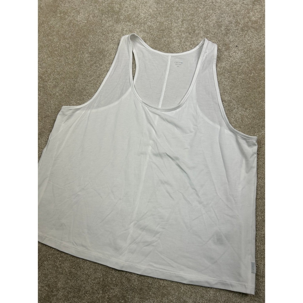 Calme‎ Tank Top Women's White XL Racerback Mesh Performance